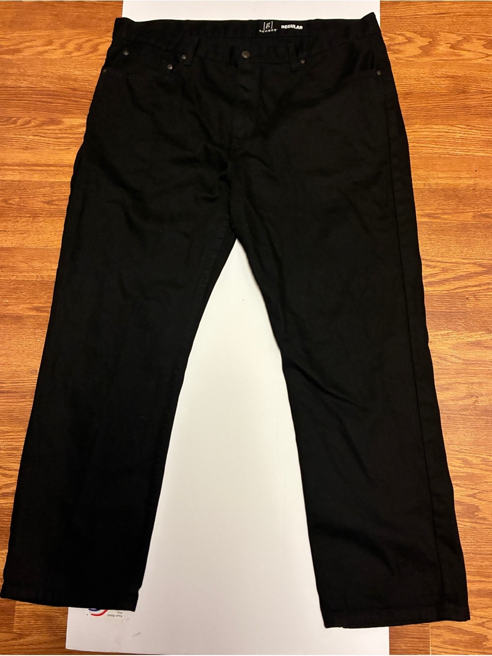 George Men's 40x30 Black Regular Fit Straight Leg Denim Jeans 100% Cotton